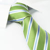 Green with White and Blue Stripes Silk Tie