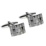 Brushed and Polished Silver Wave Cufflinks
