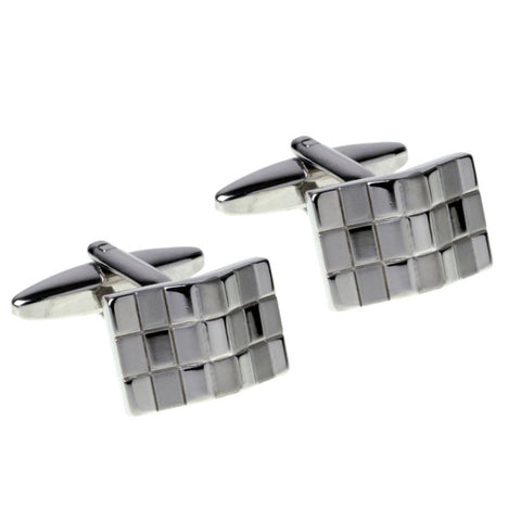 Brushed and Polished Silver Wave Cufflinks