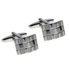 Brushed and Polished Silver Wave Cufflinks