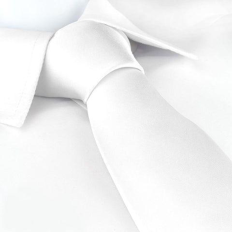 Plain White Silk Tie