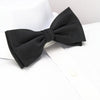 Pre-Tied Plain Black Silk Bow Tie