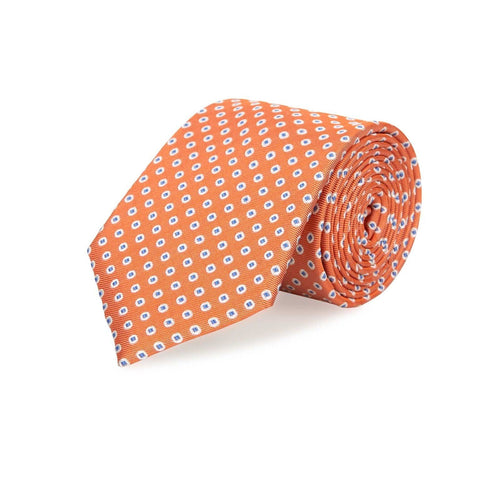 Orange & Blue Classic Oxford Spot Silk Tie