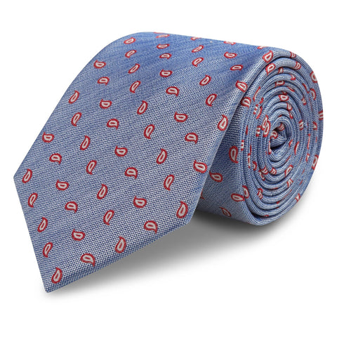 Blue Micro Paisley Woven Silk Tie