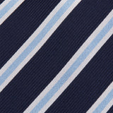 Navy With White and Blue Stripes Silk Tie