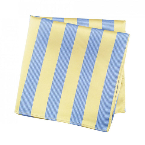 Yellow & Blue Woven Striped Silk Handkerchief