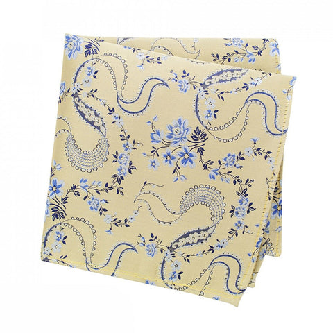 Gold & Blue Luxury Floral Silk Handkerchief