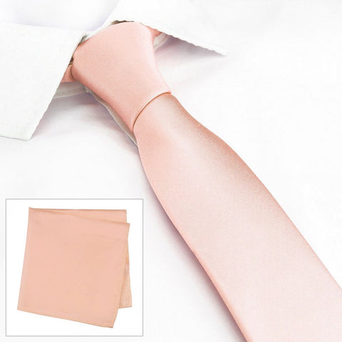 Dusty Salmon Slim Silk Tie & Handkerchief Set