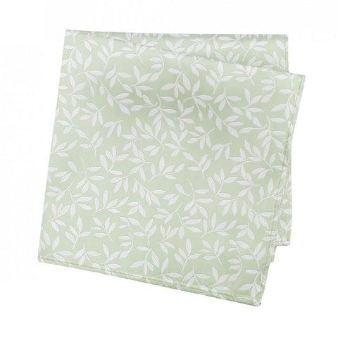 Green Jacquard Leaf Silk Handkerchief