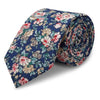 Blue Printed Floral Cotton Slim Tie