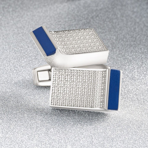 Executive Navy Lined Lattice Cufflinks