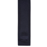 Navy Knitted Square Cut Silk Tie