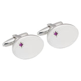 Sterling Silver Ruby Oval Cufflinks