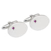 Sterling Silver Ruby Oval Cufflinks