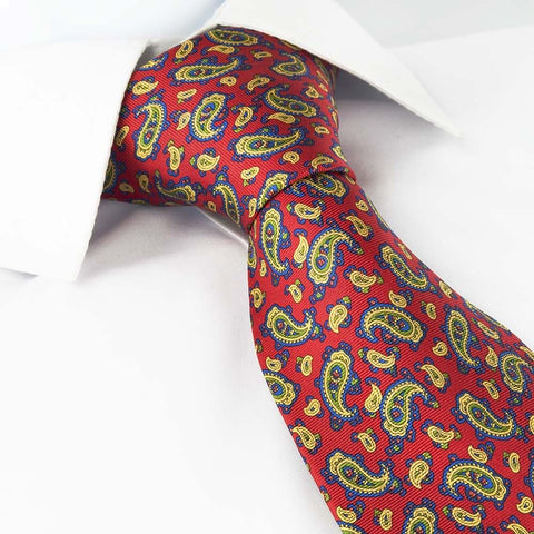 Red Paisley Printed Silk Tie