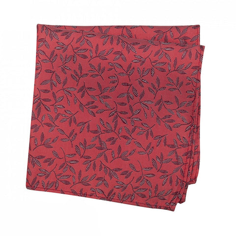 Red Jacquard Leaf Silk Handkerchief