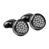 Gunmetal Executive Crystal Circle Cufflinks