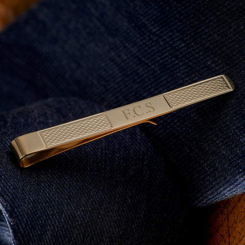9ct Gold Engraved Initial Tie Bar