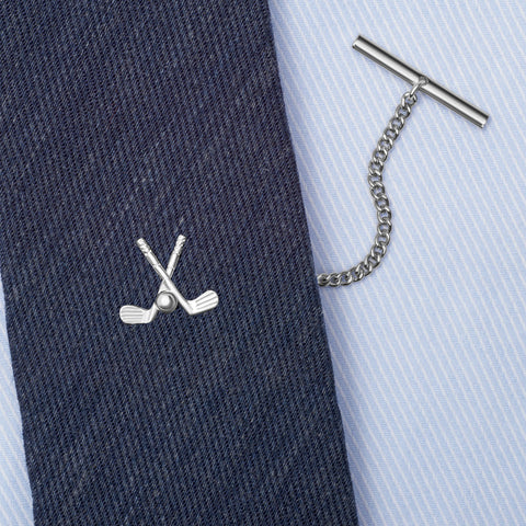 Sterling Silver Crossed Golf Clubs Tie Tack