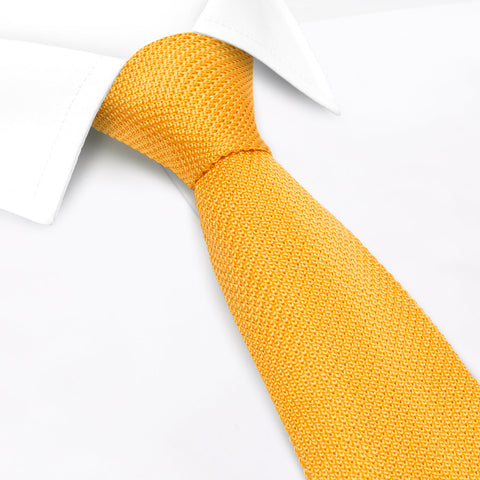 Bright Gold Knitted Square Cut Silk Tie