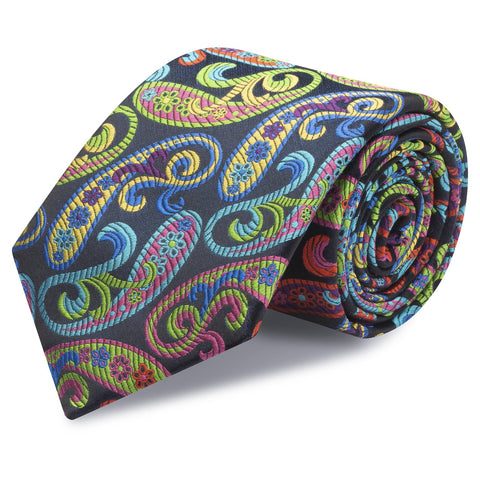 Rainbow Luxury Paisley Woven Silk Tie