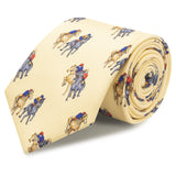 Yellow Printed Horse Racing Silk Tie