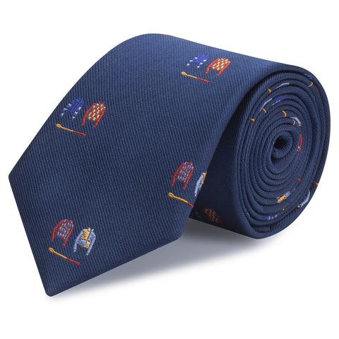 Jockey & Crop Navy Woven Silk Tie