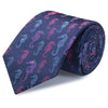 Navy Seahorse Luxury Woven Silk Tie