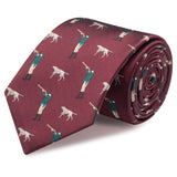 Wine Herringbone Shooting Silk Tie