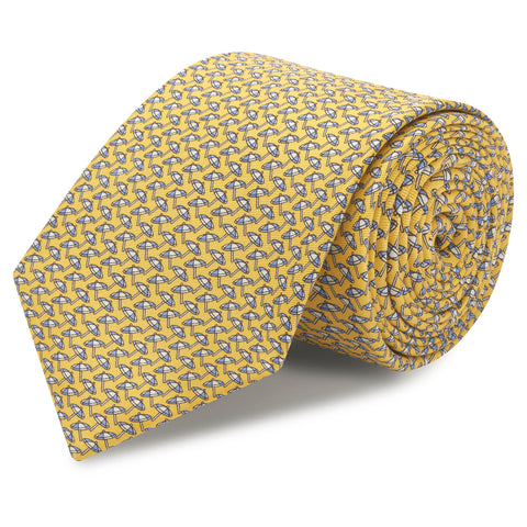Yellow Parasol Luxury Printed Silk Tie