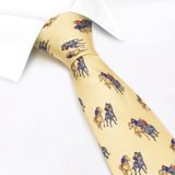 Yellow Printed Horse Racing Silk Tie