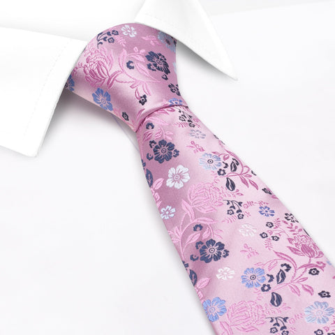 Pink Luxury Floral Woven Silk Tie