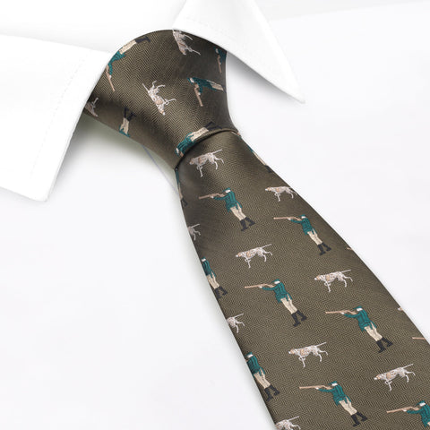 Country Green Herringbone Shooting Silk Tie