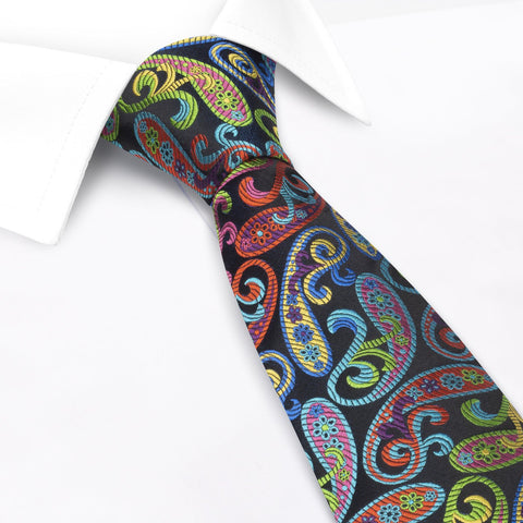 Rainbow Luxury Paisley Woven Silk Tie