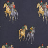 Navy Printed Horse Racing Silk Tie