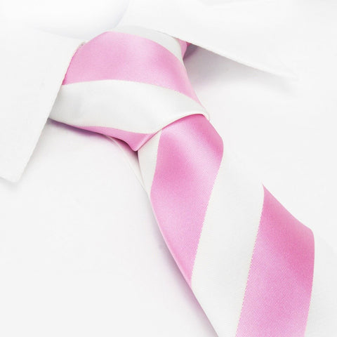 Pink & White Striped Tie