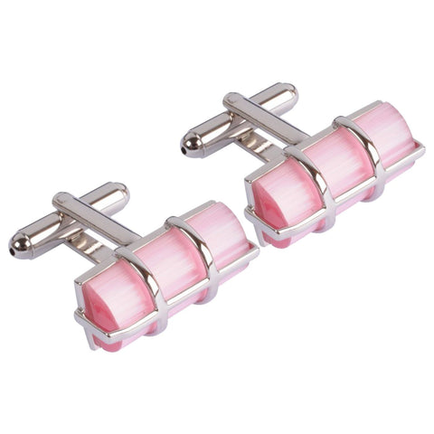 Pink Cylinder Bar Cufflinks
