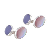 Sterling Silver Lapis and Pink Shell Cufflinks