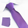 Plain Purple Slim Silk Tie & Handkerchief Set