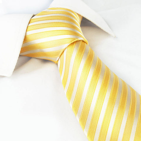 Double Yellow Striped Silk Tie