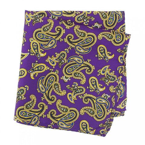 Purple Large Paisley Silk Handkerchief
