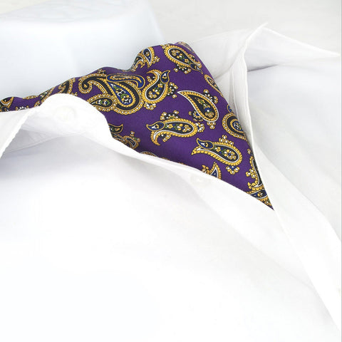 Purple Large Paisley Twill Silk Self Tie Cravat