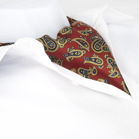 Red Large Paisley Twill Silk Self Tie Cravat