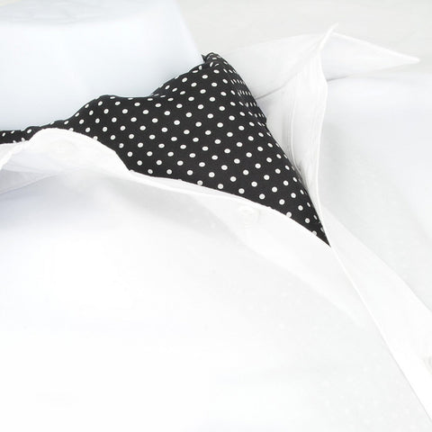 Black With Small White Polka Dots Self Tie Twill Silk Cravat
