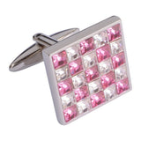 Pink and White Multi Crystal Squares Cufflinks