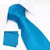 Plain Petrol Blue Woven Silk Tie & Handkerchief Set