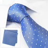 Blue Polka Dot Woven Silk Tie & Handkerchief Set