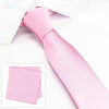 Plain Pink Slim Silk Tie & Handkerchief Set