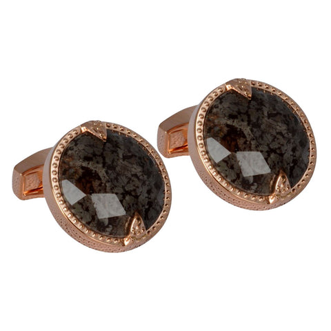 Rose Gold Cufflink with Faceted Network Stone