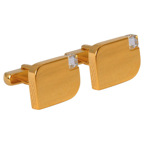 Acid Gold Cufflinks with White Crystal Stones